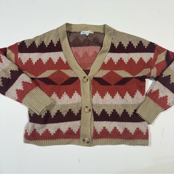 C&C California Multicolor Patterned cropped Sweater - Picture 1 of 5
